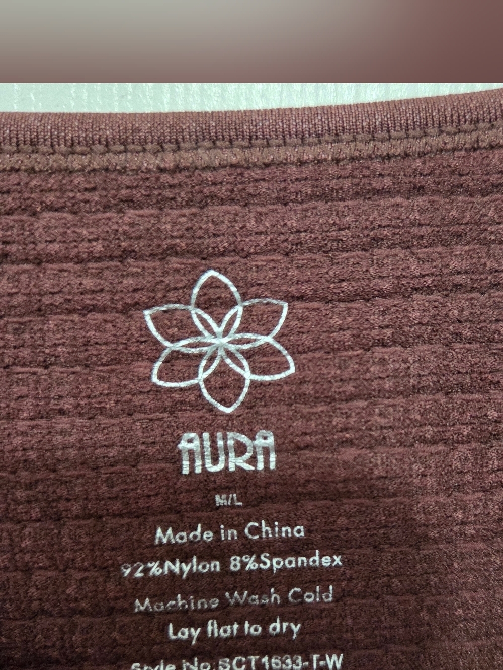 Aura Girl's Long Sleeve Waffle Knit Brown Shirt  Size M/L - Picture 5 of 6